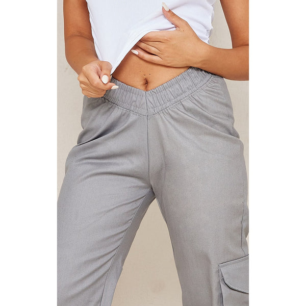 Grey V-Hem Cargo Trousers | Montivo Pakistan