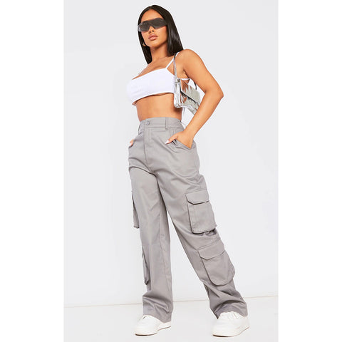 Grey Pocket Detailed Cargo Trousers | Montivo Pakistan