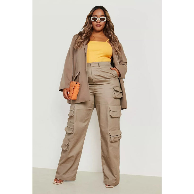 Beige Multi Pocket Straight Cargo Trousers | Montivo Pakistan