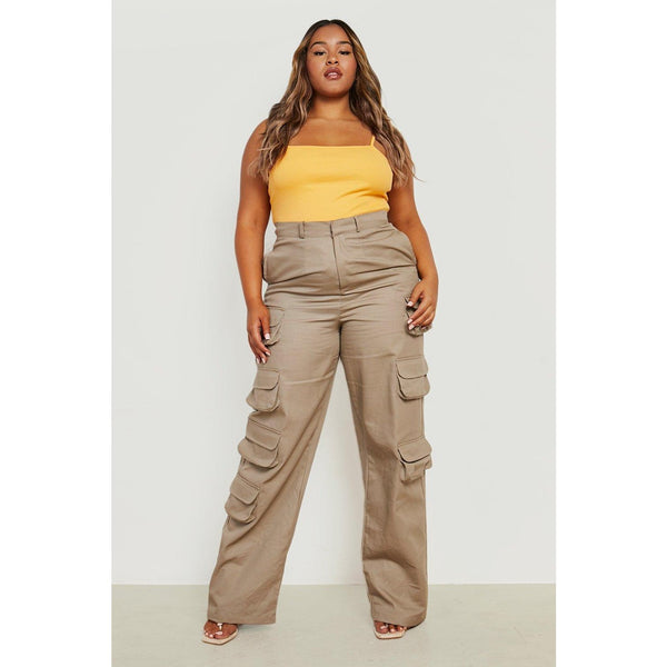 Beige Multi Pocket Straight Cargo Trousers | Montivo Pakistan