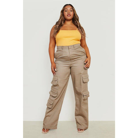Beige Multi Pocket Straight Cargo Trousers | Montivo Pakistan