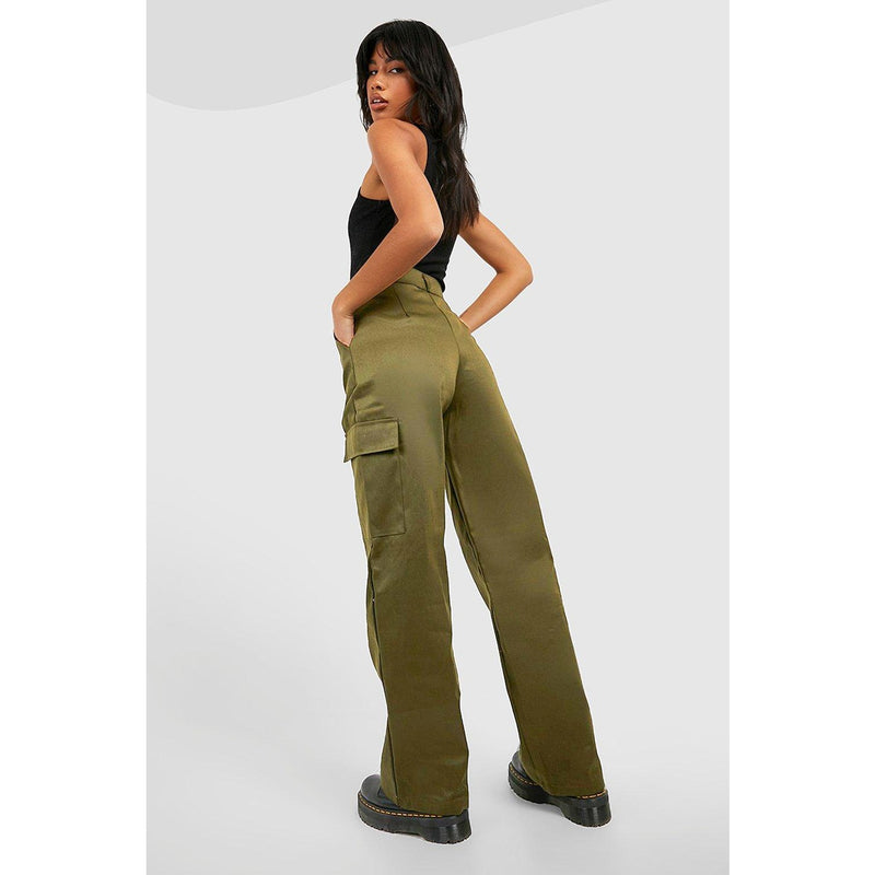Khaki High Waisted Cargo Trousers | Montivo Pakistan