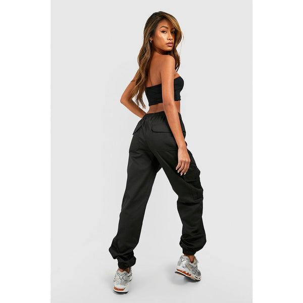 Black High Waisted Cargo Joggers | Montivo Pakistan