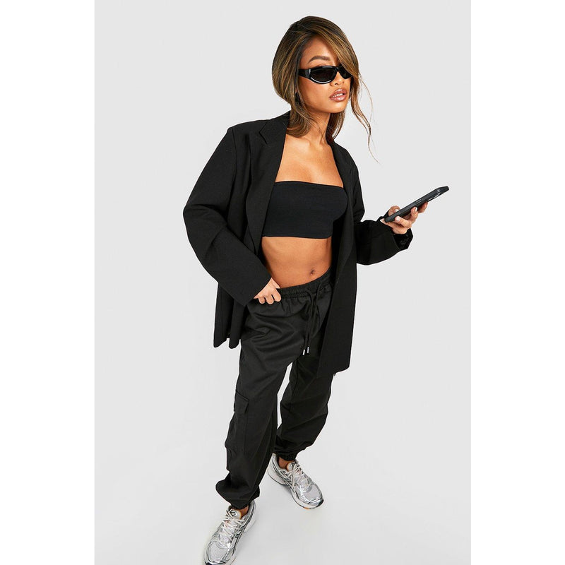 Black High Waisted Cargo Joggers | Montivo Pakistan