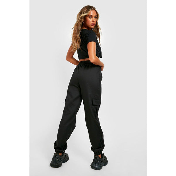 Black High Waisted Cargo Pocket Joggers | Montivo Pakistan