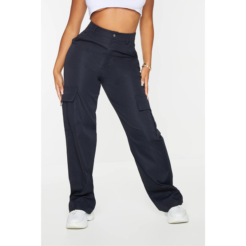 Black Buckle Detailed Cargo Trousers | Montivo Pakistan