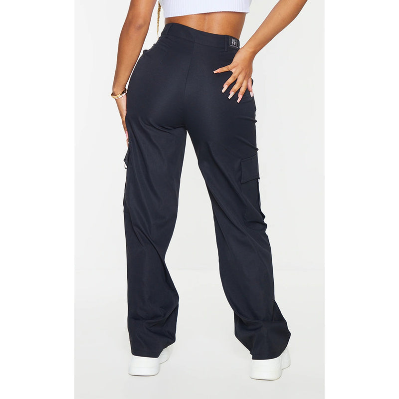 Black Buckle Detailed Cargo Trousers | Montivo Pakistan
