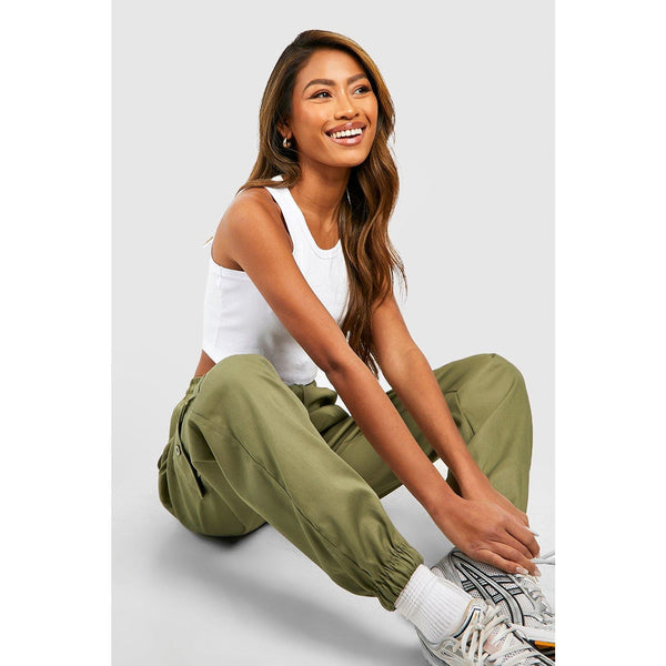 Khaki High Waist Cargo Joggers | Montivo Pakistan