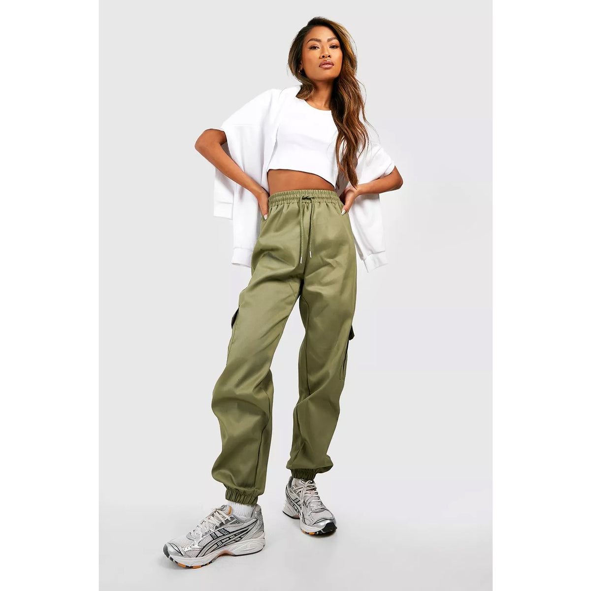 Khaki High Waist Cargo Joggers | Montivo Pakistan