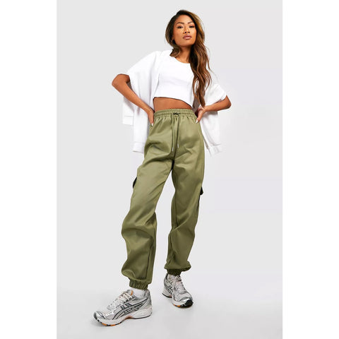 Khaki High Waist Cargo Joggers | Montivo Pakistan