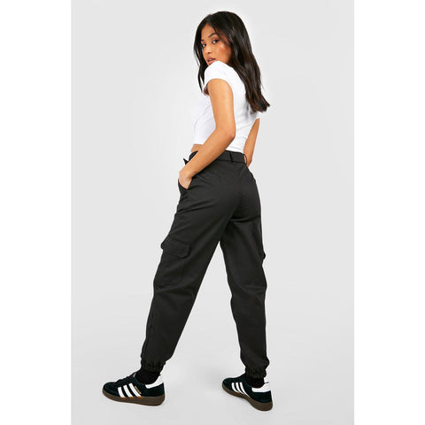 Black Cargo High Waist Joggers | Montivo Pakistan