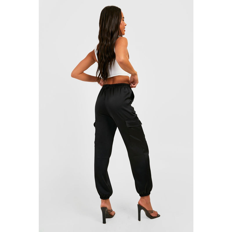 Black Cargo High Waist Joggers | Montivo Pakistan