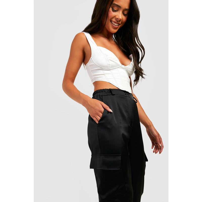 Black Cargo High Waist Joggers | Montivo Pakistan