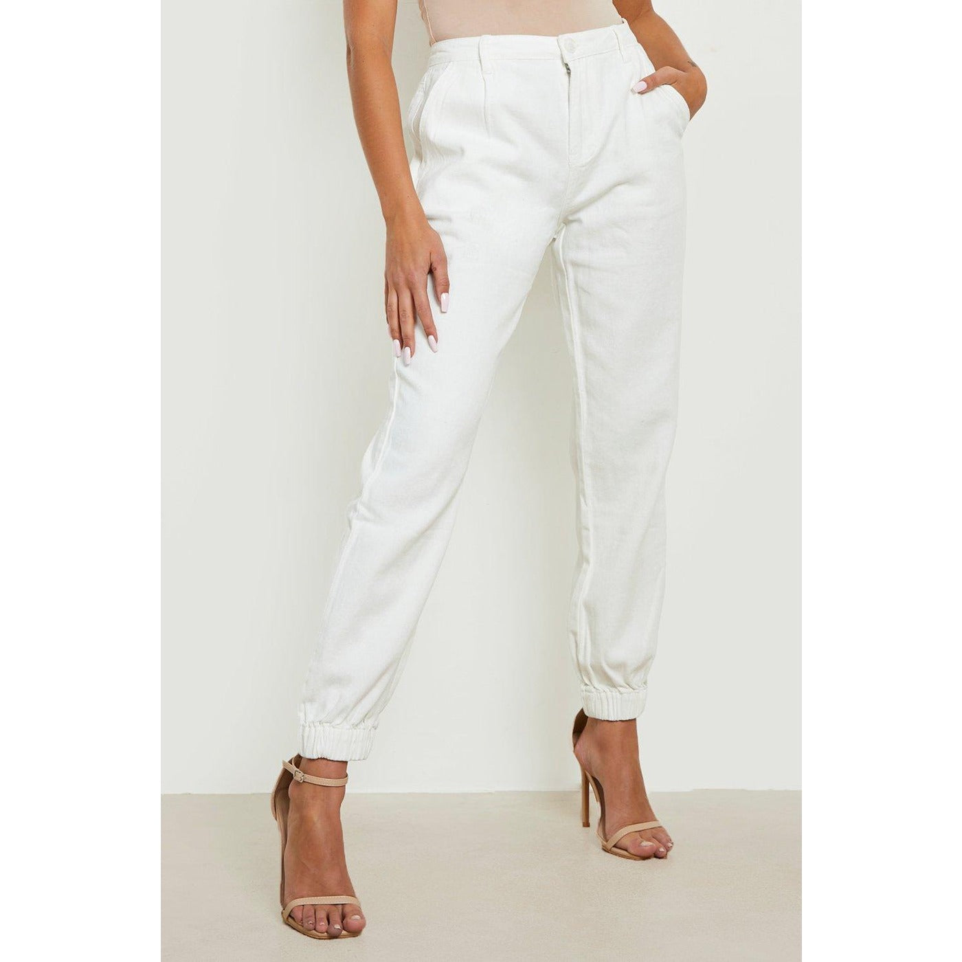 White Relaxed Fit Joggers | Montivo Pakistan
