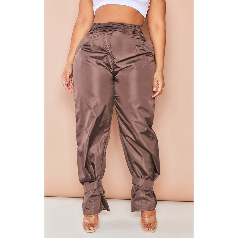 Chocolate Tie Cuff Nylon Trousers | Montivo Pakistan