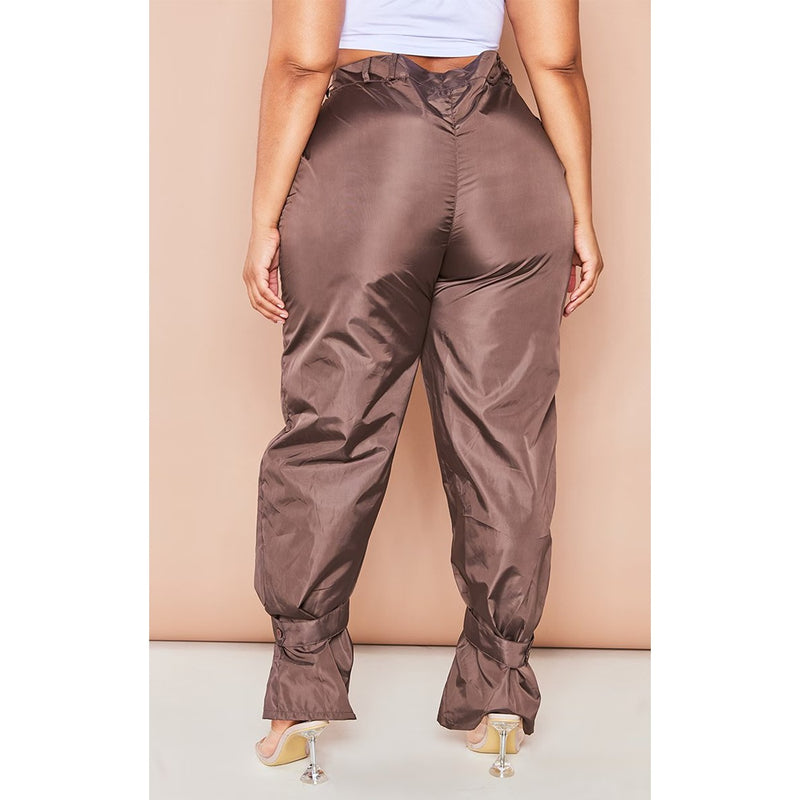 Chocolate Tie Cuff Nylon Trousers | Montivo Pakistan