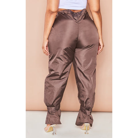 Chocolate Tie Cuff Nylon Trousers | Montivo Pakistan