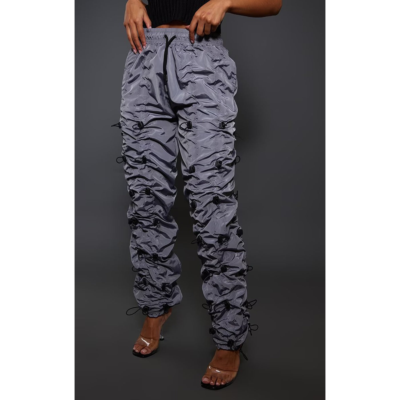 Light Grey Toggle Detail Straight Trousers | Montivo Pakistan