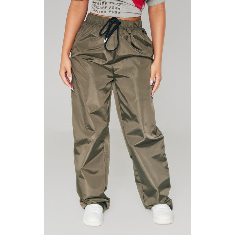 Khaki Drawstring Wide Leg Trousers | Montivo Pakistan