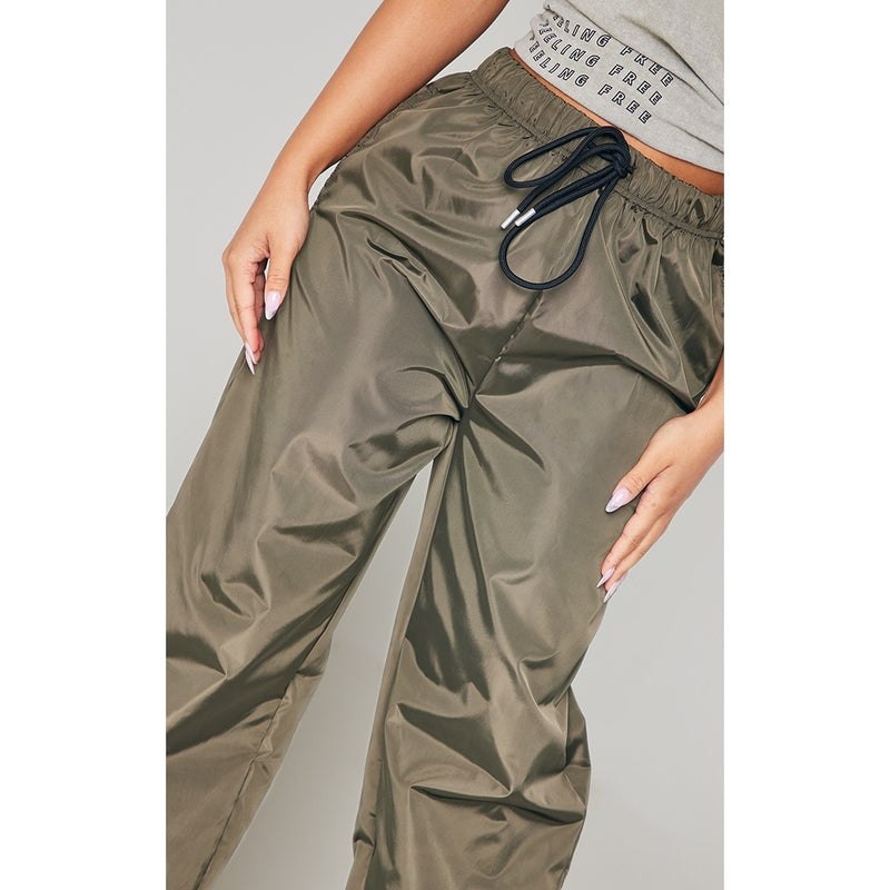 Khaki Drawstring Wide Leg Trousers | Montivo Pakistan