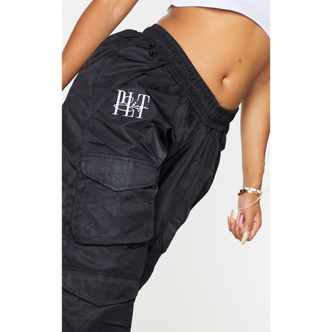 Shape Black Embroidered Cargo Joggers | Montivo Pakistan