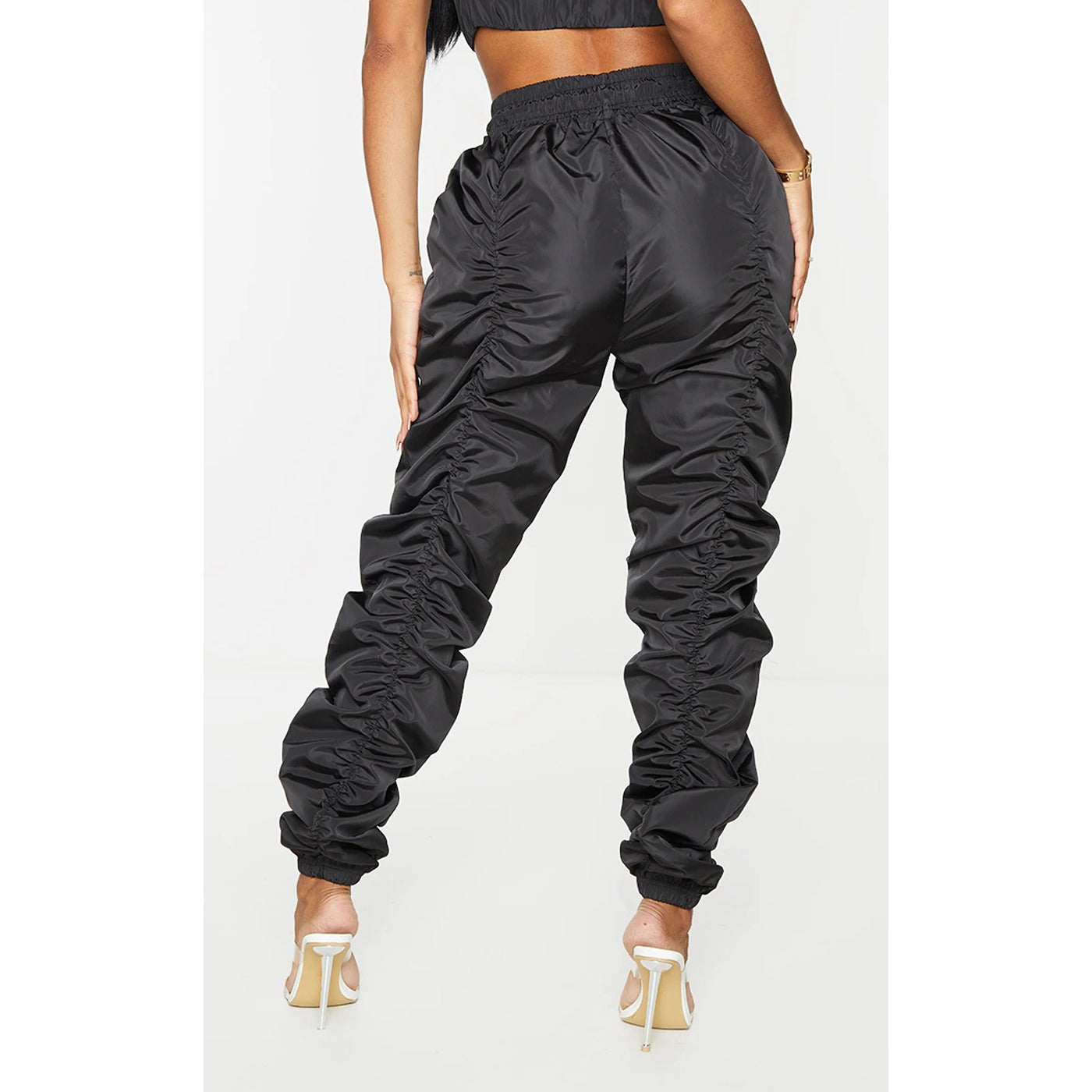 Black Ruched Drawstring Joggers | Montivo Pakistan
