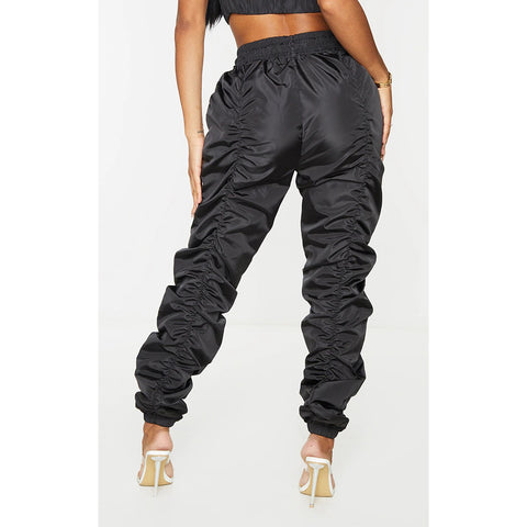 Black Ruched Drawstring Joggers | Montivo Pakistan
