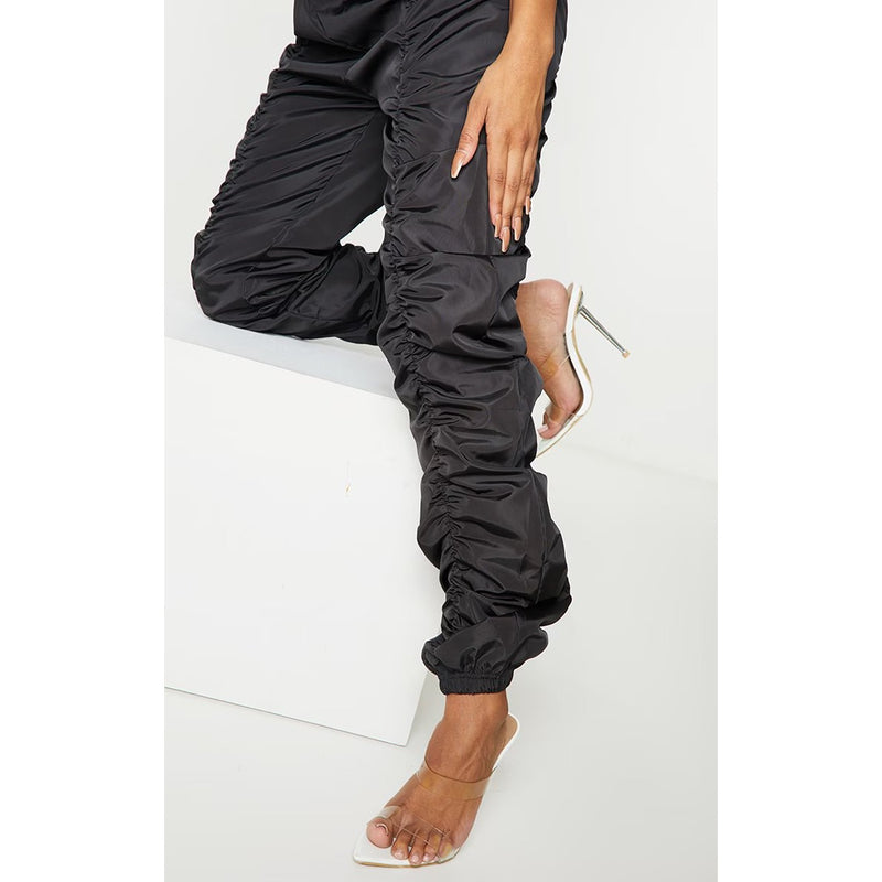 Black Ruched Drawstring Joggers | Montivo Pakistan