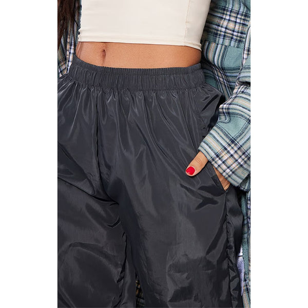 Charcoal High Waist Shell Trousers | Montivo Pakistan