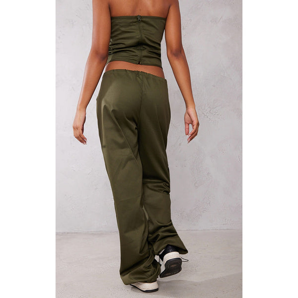 Khaki Toggle Waist Ankle Tie Trousers | Montivo Pakistan