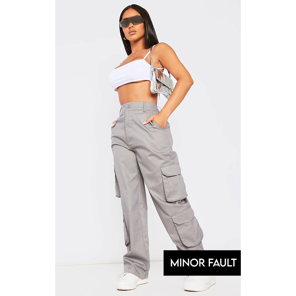 (Minor Fault) Grey Pocket Detailed Cargo Trousers | Montivo Pakistan