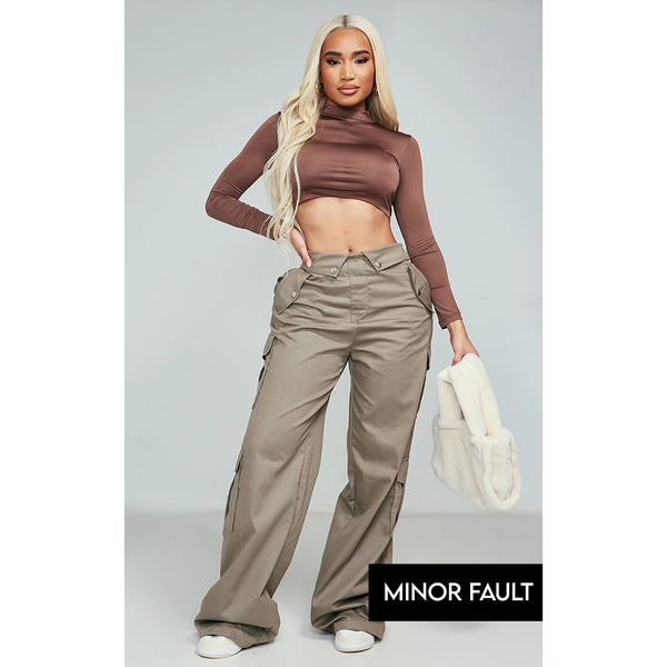 (Minor Fault) Khaki Fold Waist Band Cargo Trousers | Montivo Pakistan
