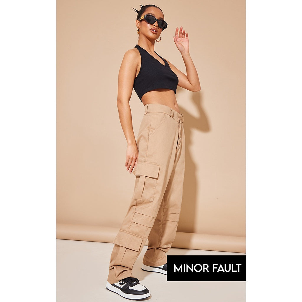 (Minor Fault) Stone Pocket Detail Wide Leg Cargo Trousers | Montivo Pakistan