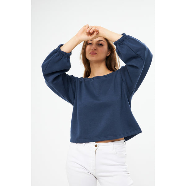 Blue Boatneck Oversized Sweatshirt | Montivo Pakistan