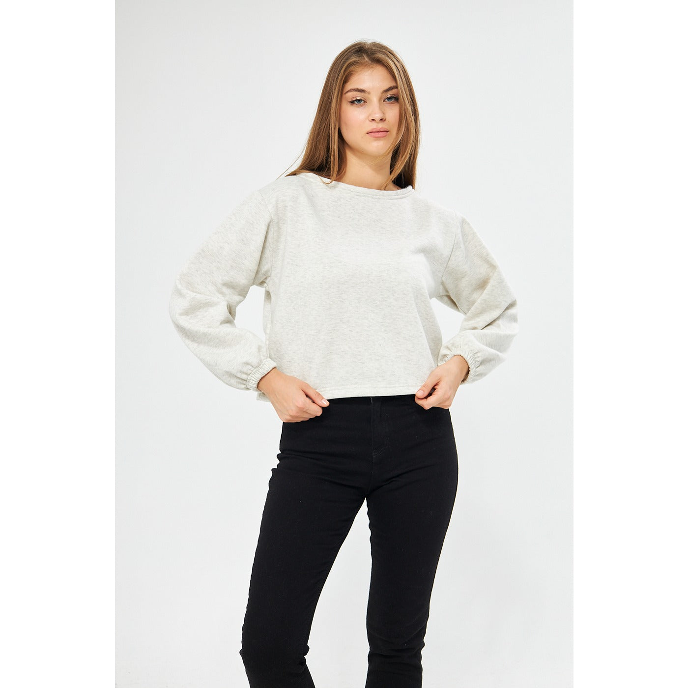 Light Grey Boatneck Oversized Sweatshirt | Montivo Pakistan
