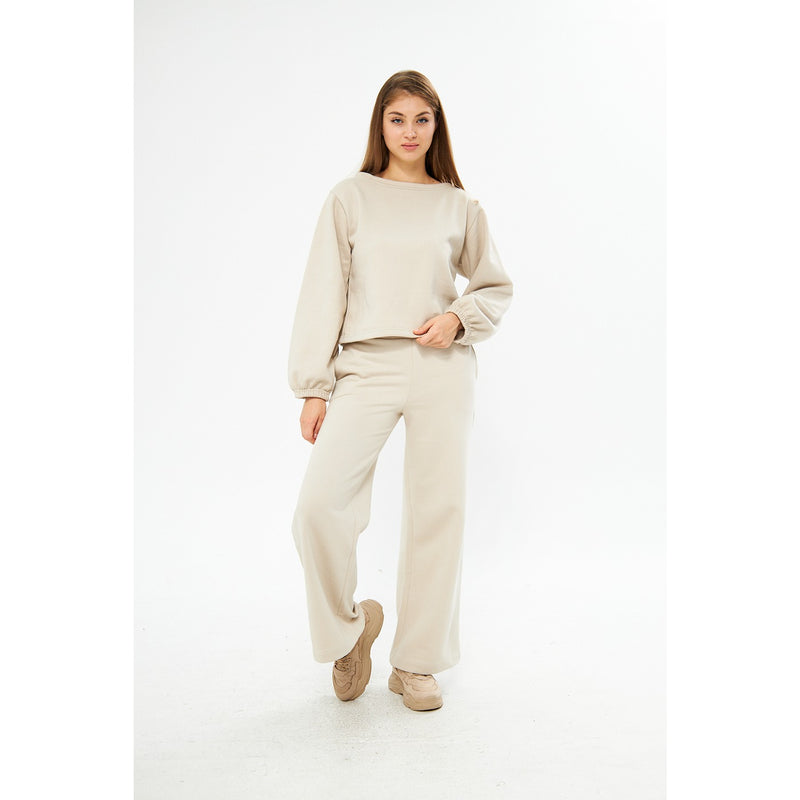 Beige Boatneck Oversized Sweatshirt | Montivo Pakistan