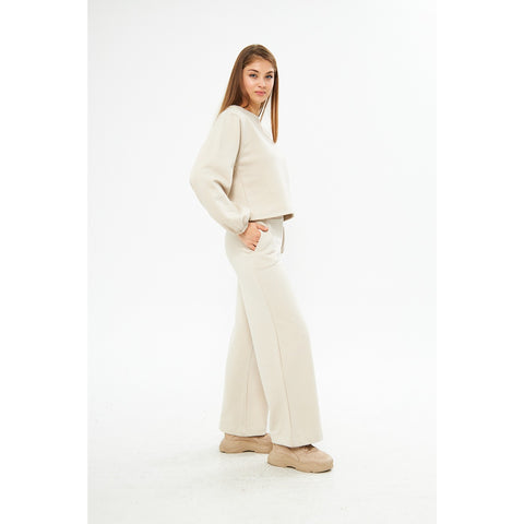 Beige Boatneck Oversized Sweatshirt | Montivo Pakistan