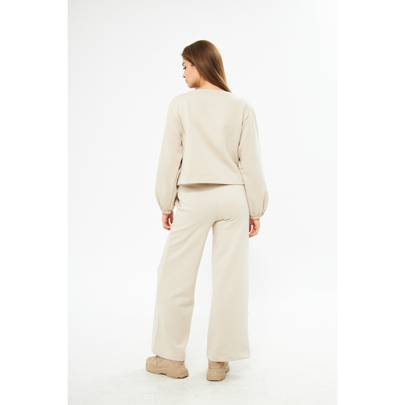 Beige Boatneck Oversized Sweatshirt | Montivo Pakistan