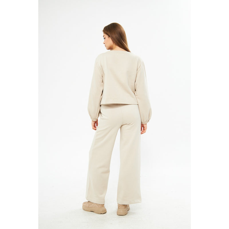 Beige Boatneck Oversized Sweatshirt | Montivo Pakistan