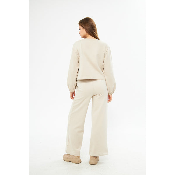 Beige Boatneck Oversized Sweatshirt | Montivo Pakistan