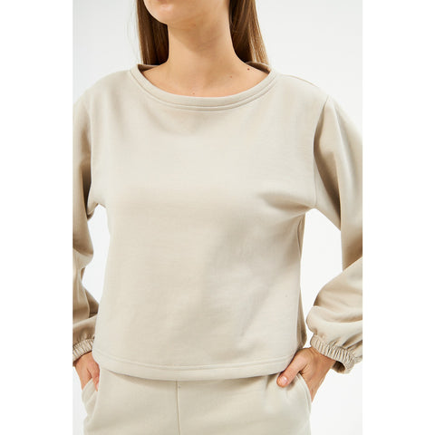 Beige Boatneck Oversized Sweatshirt | Montivo Pakistan