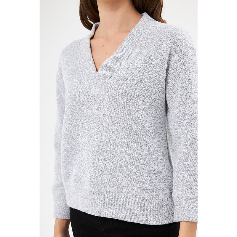 Grey V Neck Melange Sweatshirt | Montivo Pakistan
