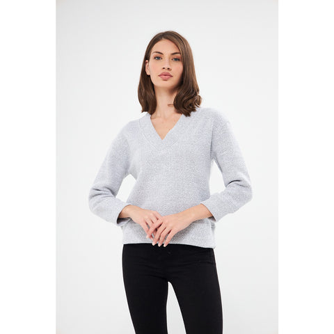 Grey V Neck Melange Sweatshirt | Montivo Pakistan
