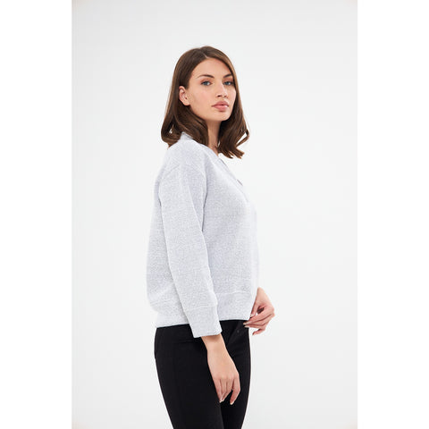 Grey V Neck Melange Sweatshirt | Montivo Pakistan