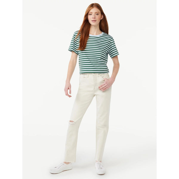 FA Cream Super High Rise Straight Jeans | Montivo Pakistan