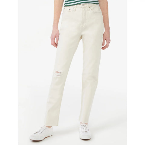 FA Cream Super High Rise Straight Jeans | Montivo Pakistan