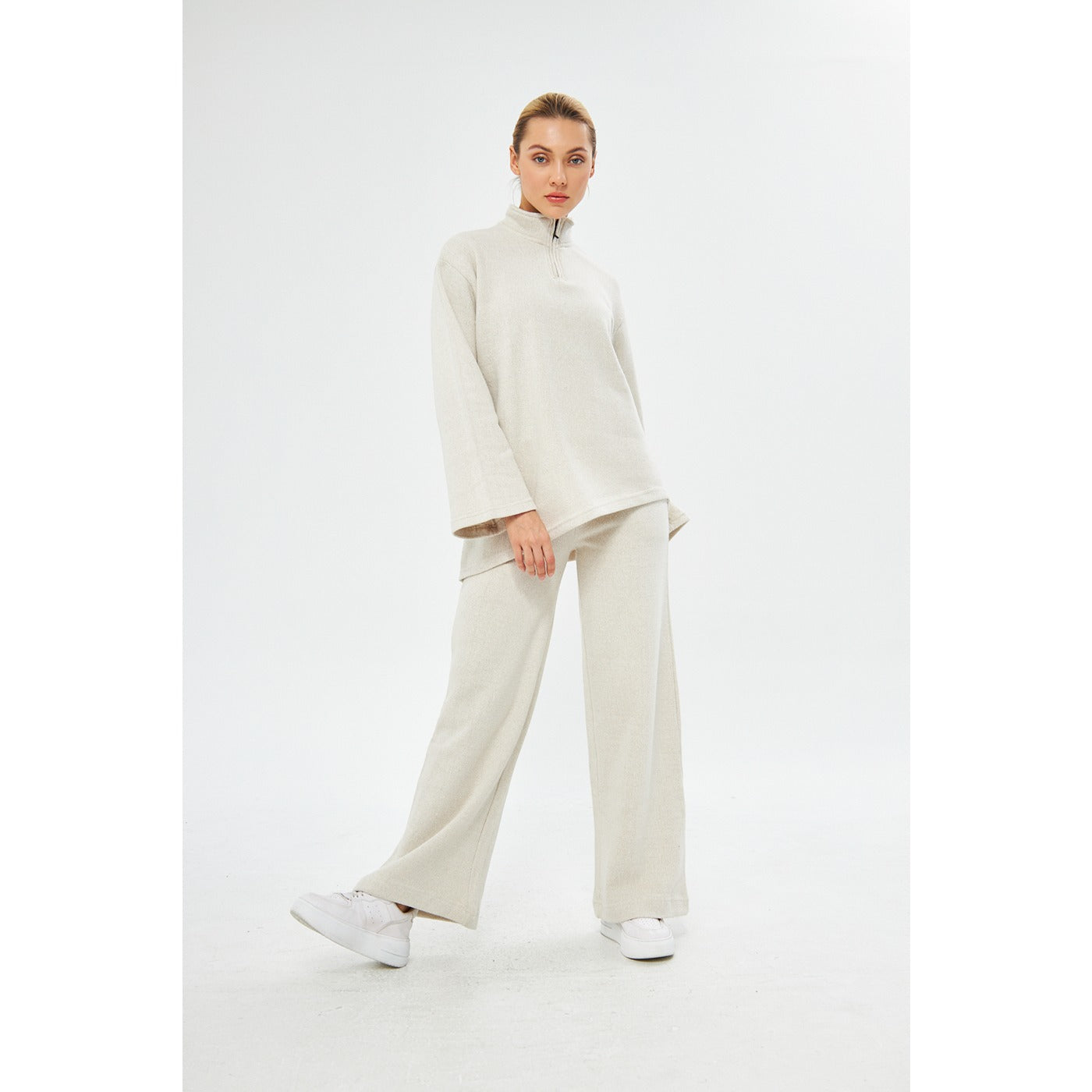 White Melange Sweat Matching Set | Montivo Pakistan