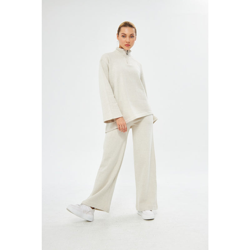 White Melange Sweat Matching Set | Montivo Pakistan