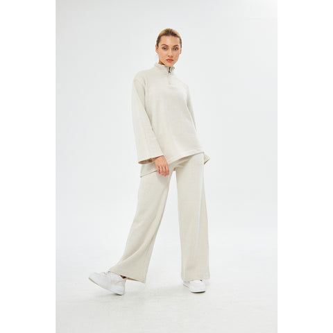 White Melange Sweat Matching Set | Montivo Pakistan