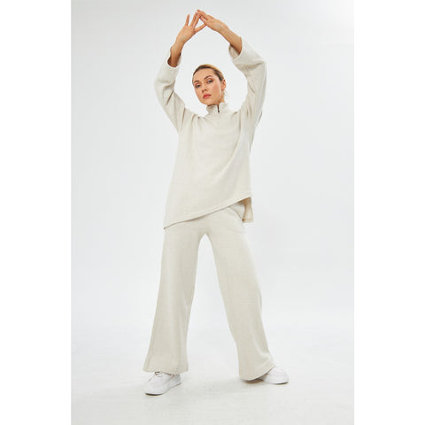 White Melange Sweat Matching Set | Montivo Pakistan